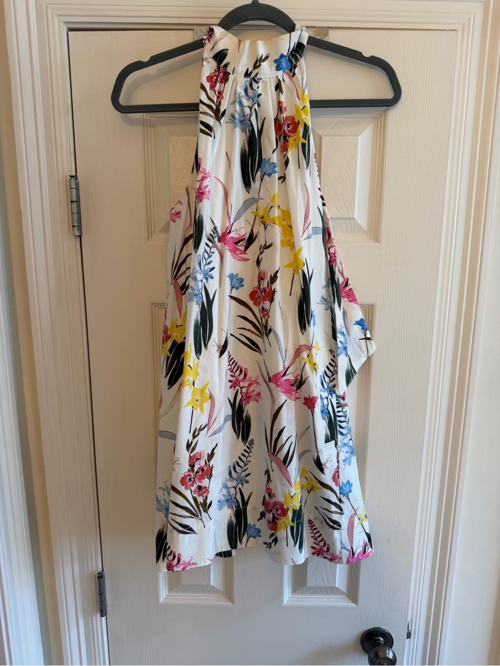 Maeve White Floral Halter Dress with Pink, Yellow & Blue Blooms